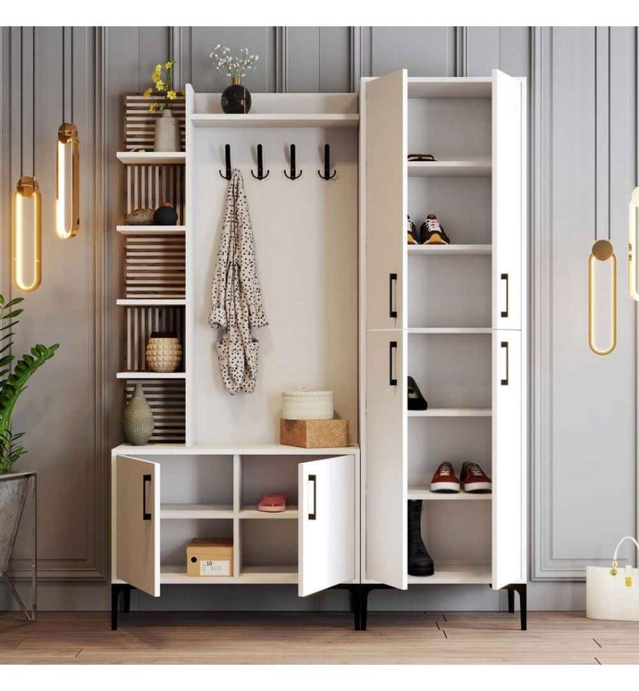 Porte-manteau, blanc, panneau de particules mélaminé
