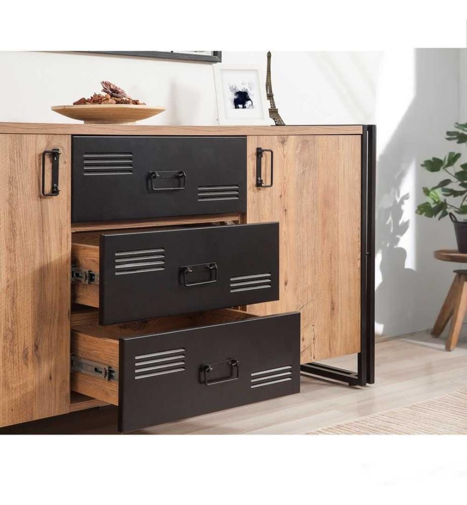 Console, pin de l'Atlantique, noir, panneau de particules mélaminé