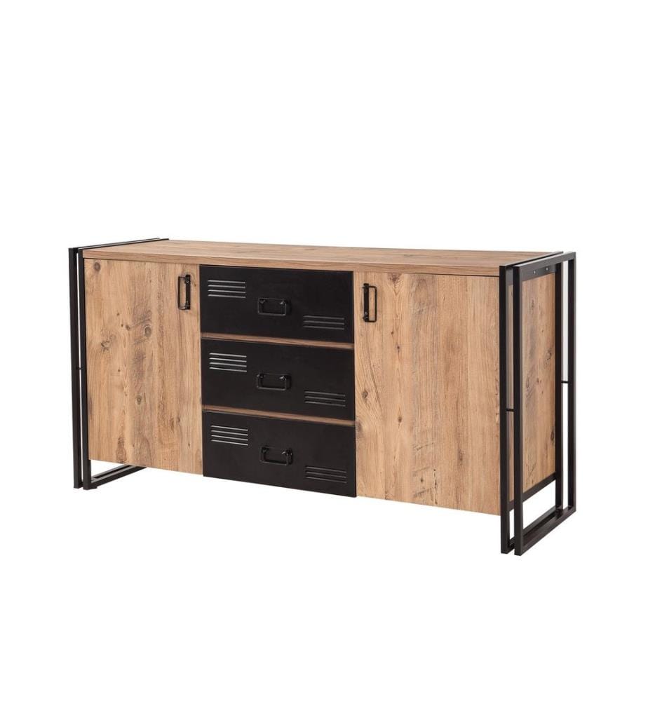 Console, pin de l'Atlantique, noir, panneau de particules mélaminé
