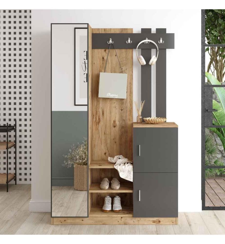 Porte-manteau, pin de l'Atlantique, anthracite, panneau de particules mélaminé
