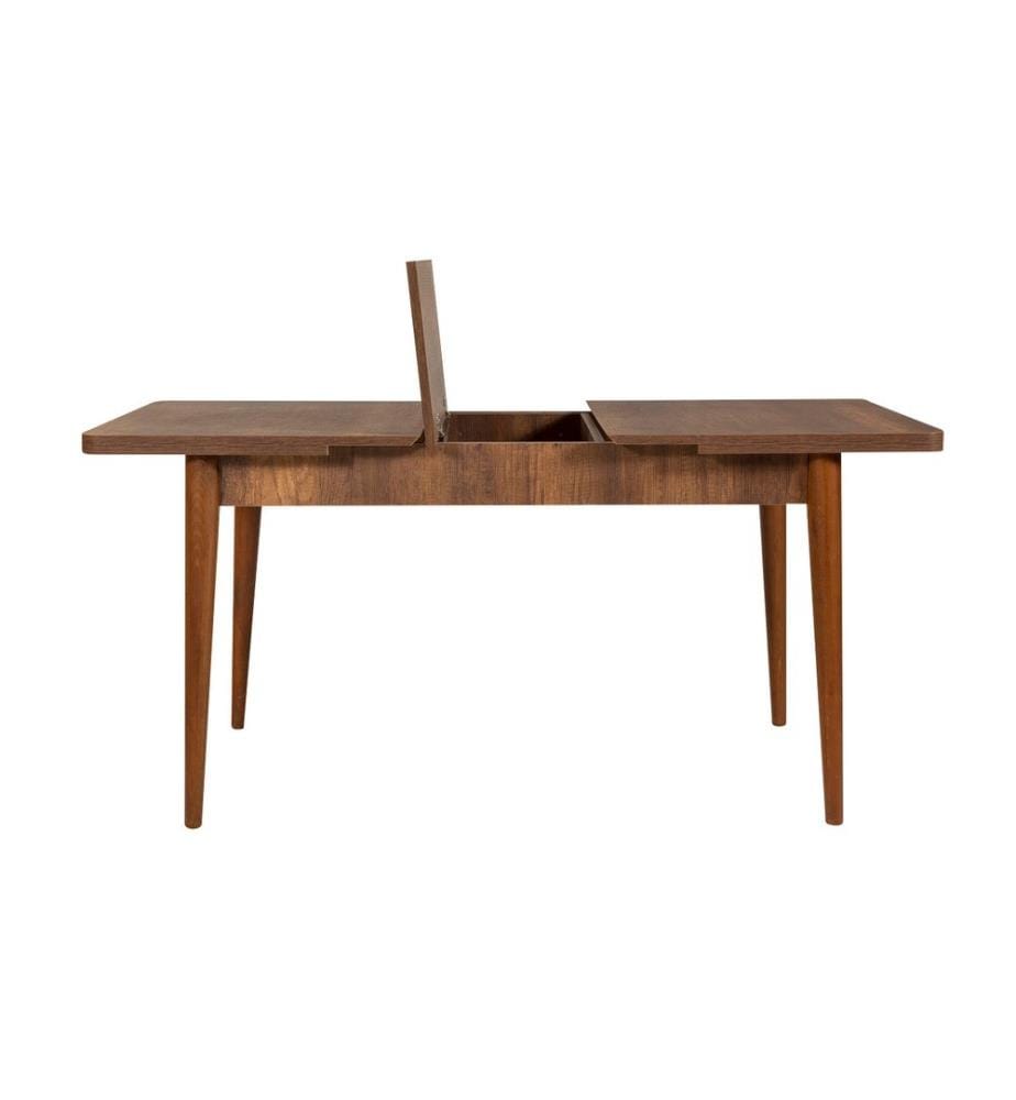 Ensemble table et chaises, 4 pièces, noyer, pierre, panneaux de particules mélaminés, tissu polyester