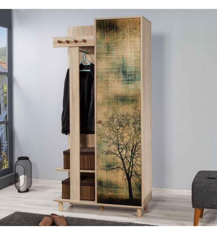 Porte-manteau, chêne Sonoma, panneau de particules mélaminé