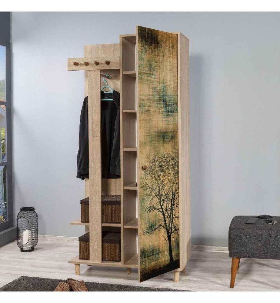 Porte-manteau, chêne Sonoma, panneau de particules mélaminé