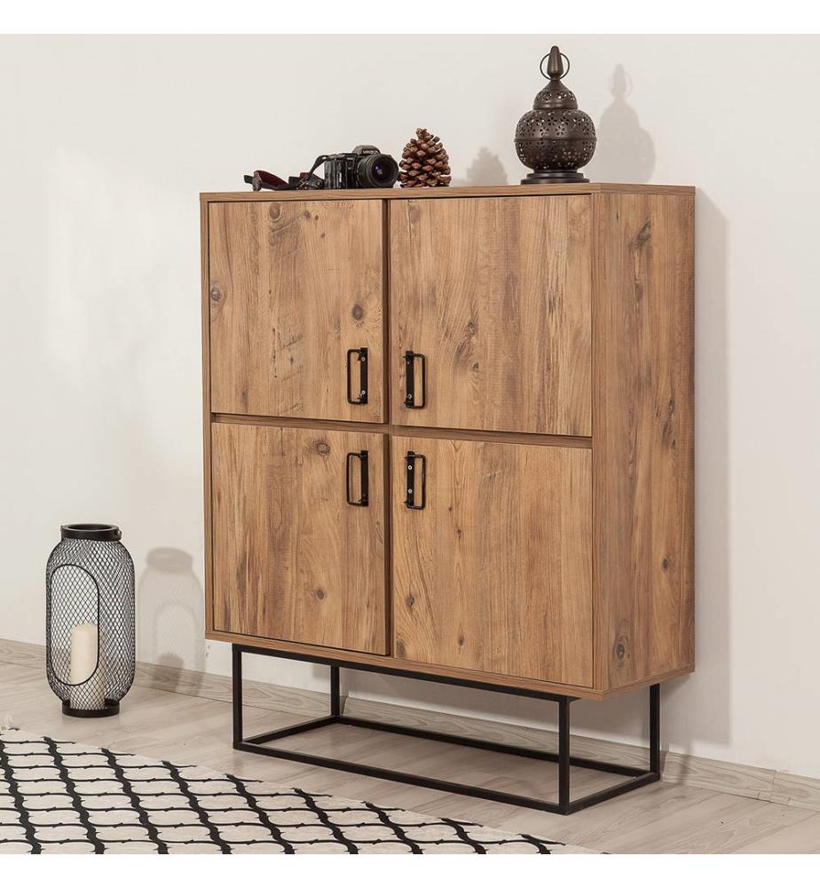 Armoire multifonctionnelle, pin de l'Atlantique, noir, panneaux de particules mélaminés
