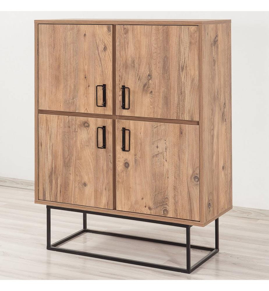 Armoire multifonctionnelle, pin de l'Atlantique, noir, panneaux de particules mélaminés