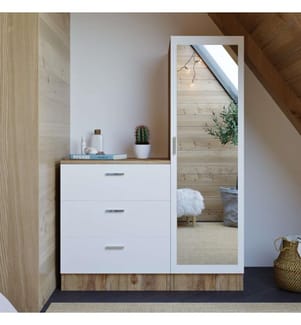 Armoire multifonctionnelle, pin de l'Atlantique, blanc, panneaux de particules mélaminés