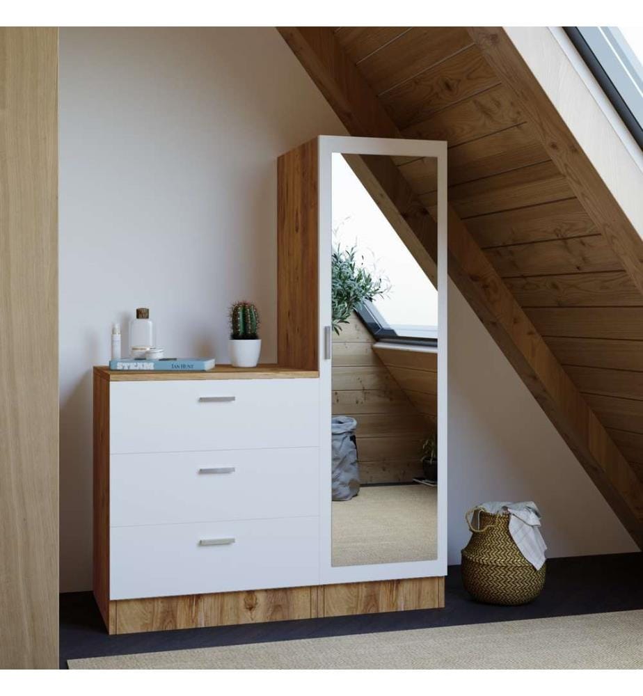 Armoire multifonctionnelle, pin de l'Atlantique, blanc, panneaux de particules mélaminés