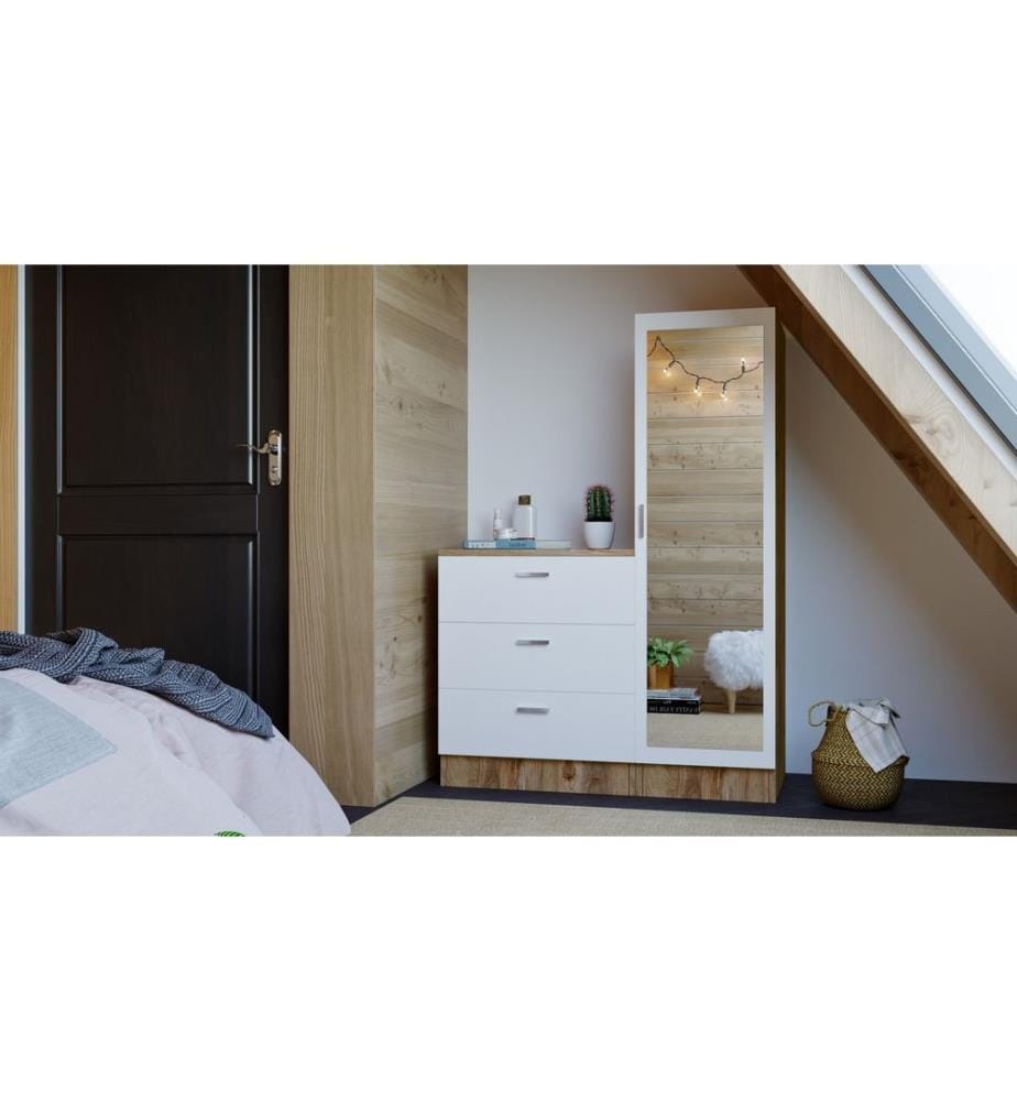 Armoire multifonctionnelle, pin de l'Atlantique, blanc, panneaux de particules mélaminés