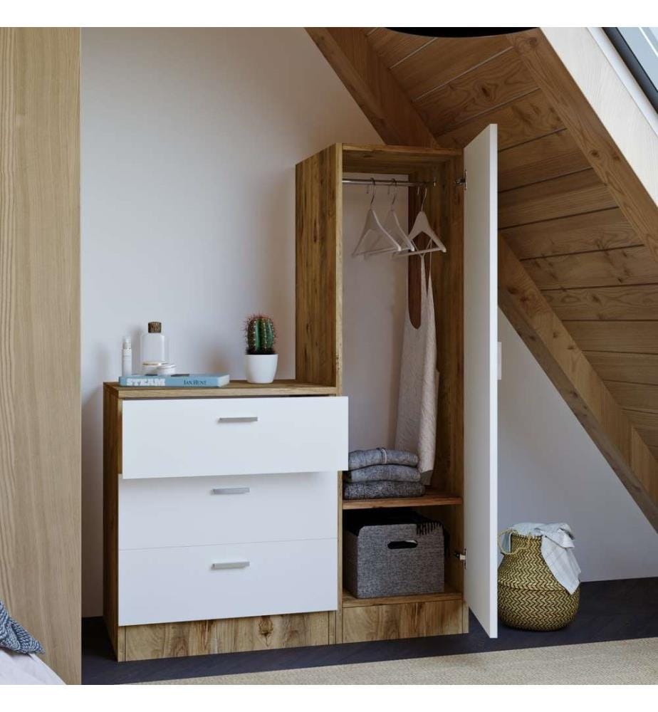Armoire multifonctionnelle, pin de l'Atlantique, blanc, panneaux de particules mélaminés