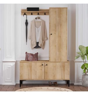 Porte-manteau, chêne, noir, panneau de particules mélaminé