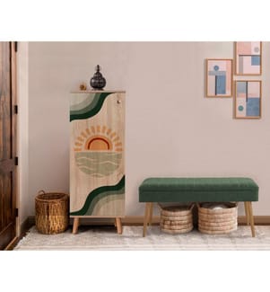 Ensemble de meubles d'entrée, Sonomo, vert, panneaux de particules mélaminés