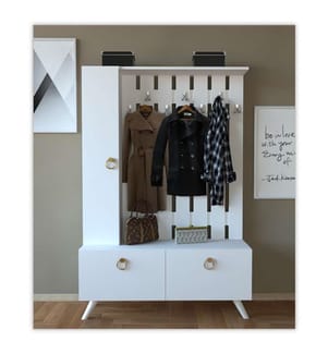 Porte-manteau, blanc, panneau de particules mélaminé