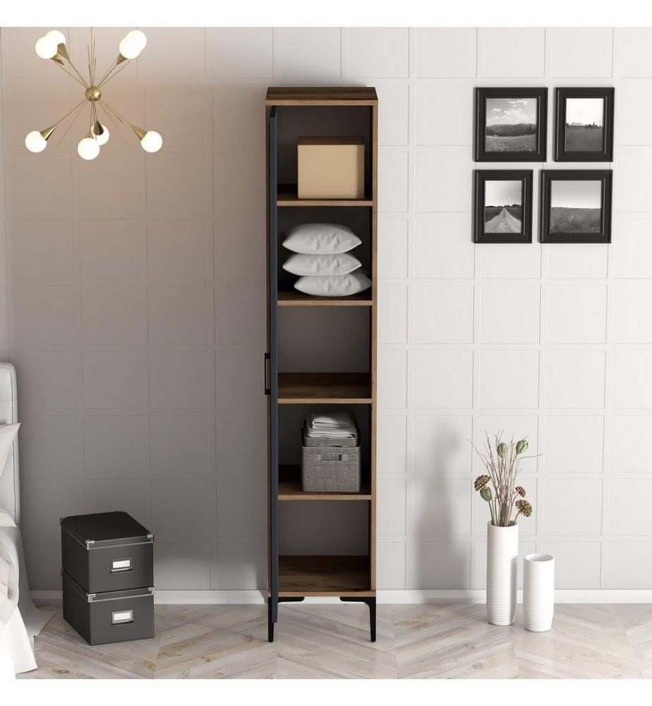 Armoire, noyer, anthracite, panneaux de particules mélaminés