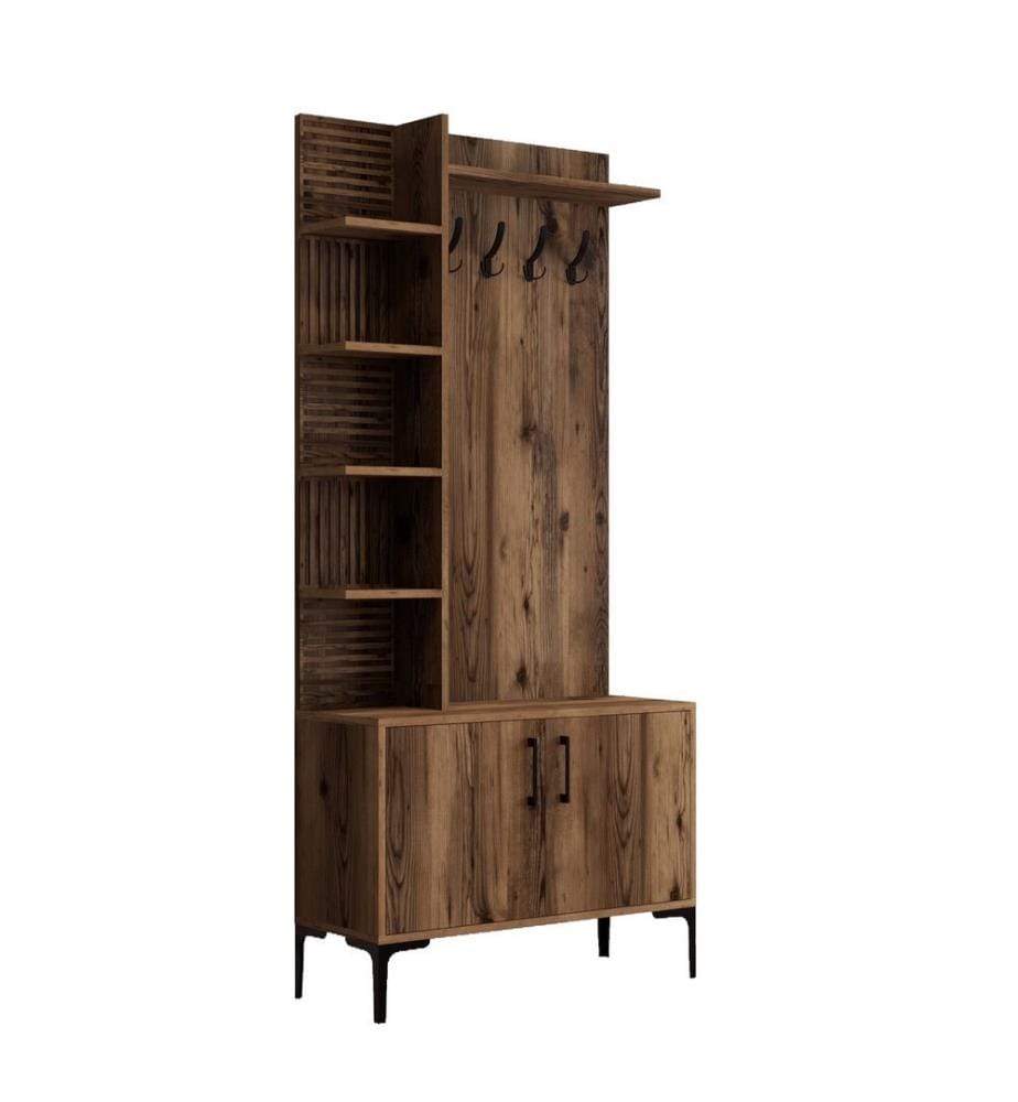 Porte-manteau, noyer, panneau de particules mélaminé