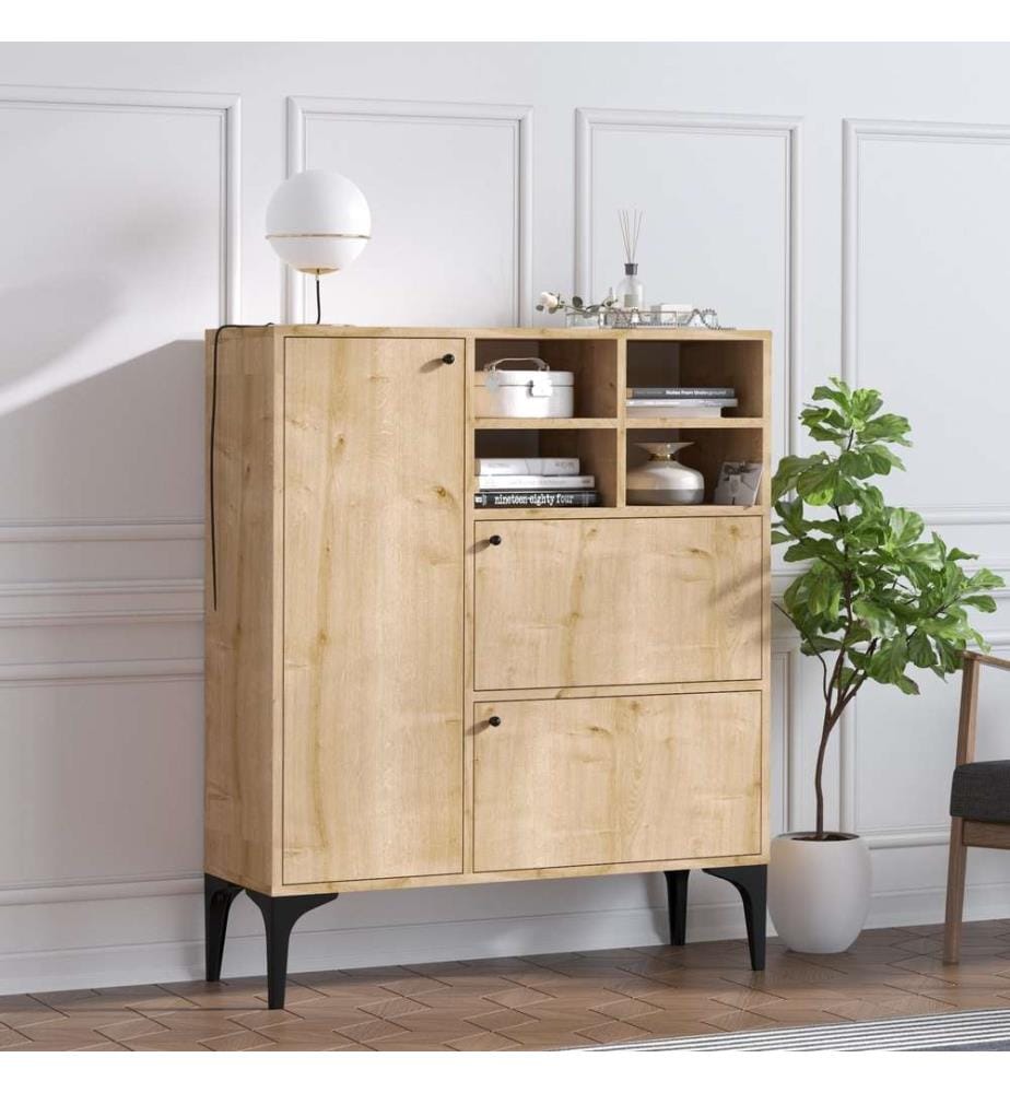 Console, chêne saphir, panneau de particules mélaminé