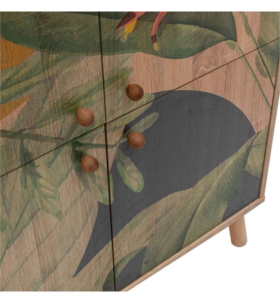 Armoire multifonctionnelle, Sonomo, verte et jaune, panneaux de particules mélaminés