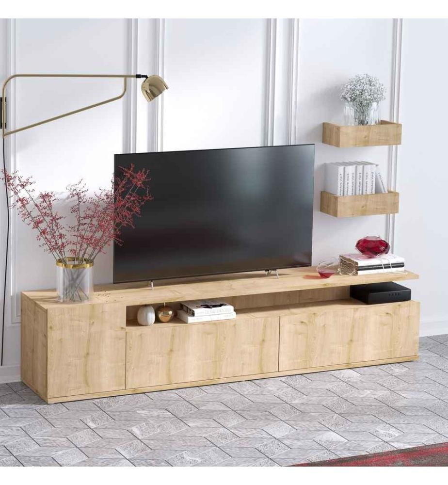 Meuble TV en chêne, panneaux de particules mélaminés