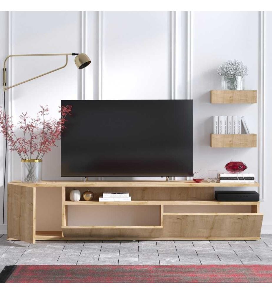 Meuble TV en chêne, panneaux de particules mélaminés