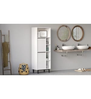 Meuble de salle de bain, blanc, panneaux de particules mélaminés
