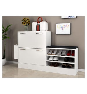 Meuble à chaussures, blanc, panneaux de particules mélaminés