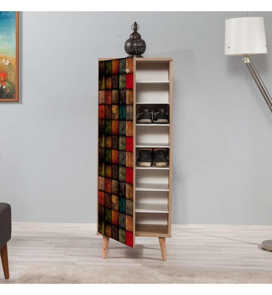 Meuble à chaussures, chêne Sonoma, panneaux de particules mélaminés