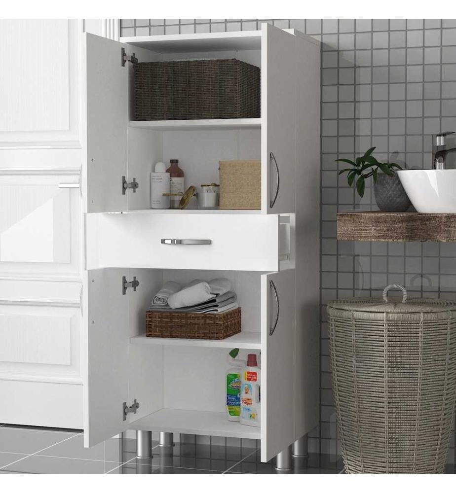 Meuble de salle de bain, blanc, panneaux de particules mélaminés