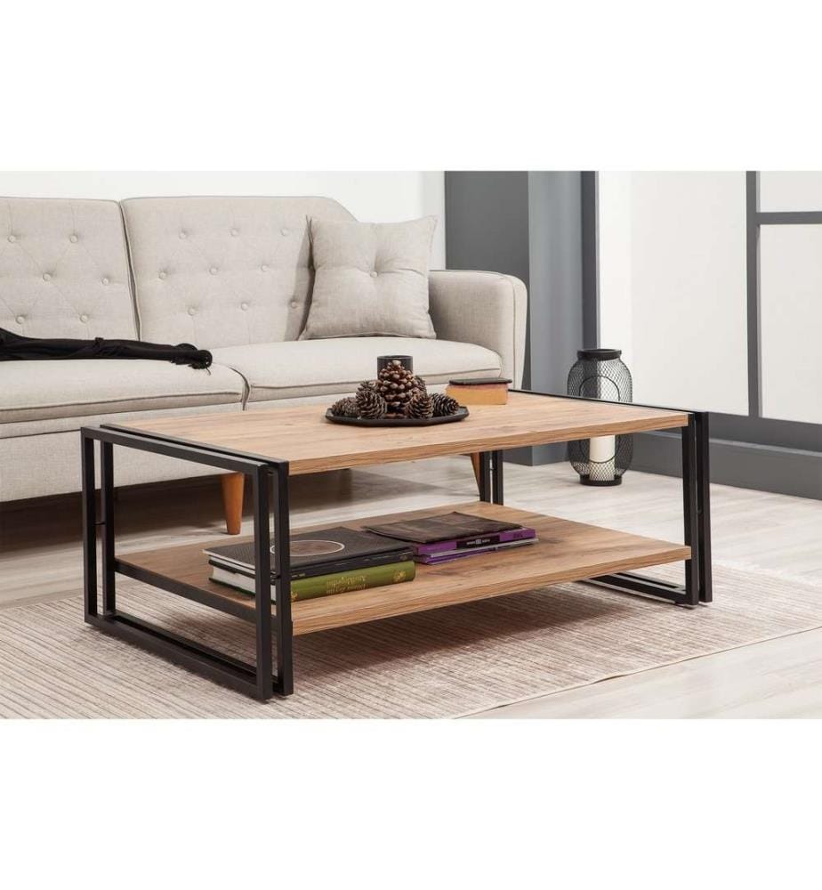 Table basse, pin de l'Atlantique, noir, panneau de particules mélaminé