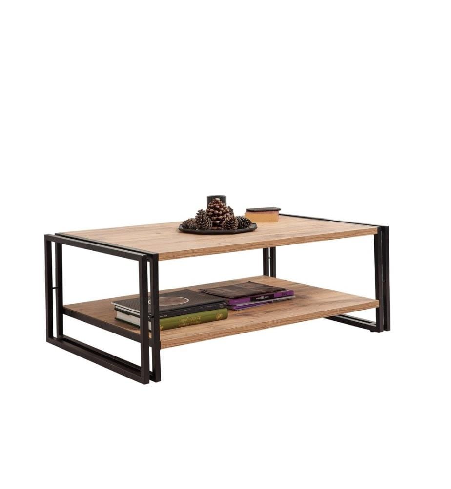 Table basse, pin de l'Atlantique, noir, panneau de particules mélaminé