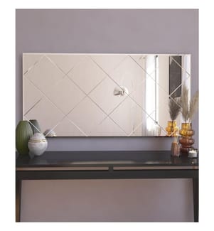 Miroir blanc en MDF à motif losanges