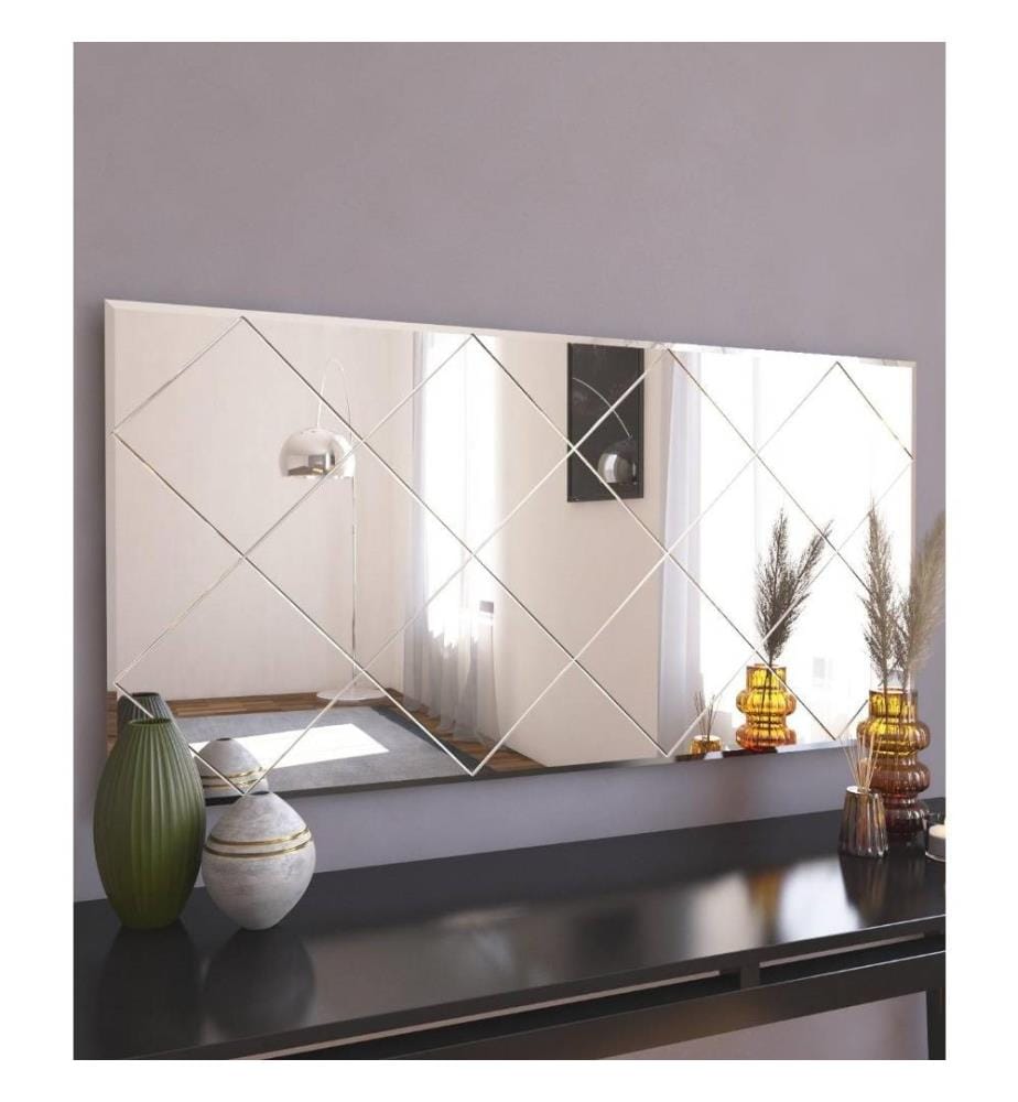 Miroir blanc en MDF à motif losanges