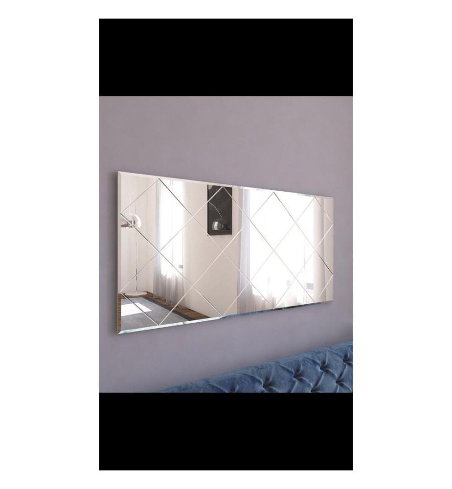 Miroir blanc en MDF à motif losanges