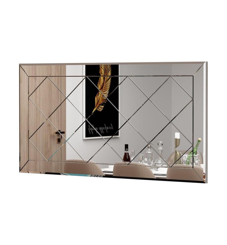 Miroir blanc en MDF à motif losanges