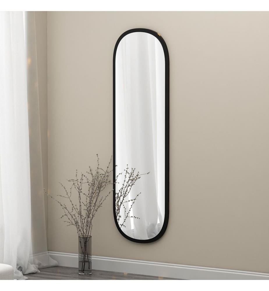 Miroir, noir, MDF, verre ovale Pier