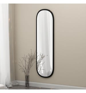 Miroir, noir, MDF, verre ovale Pier