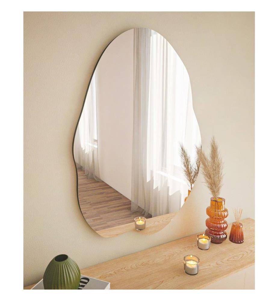 Miroir noir en MDF, miroir de commode