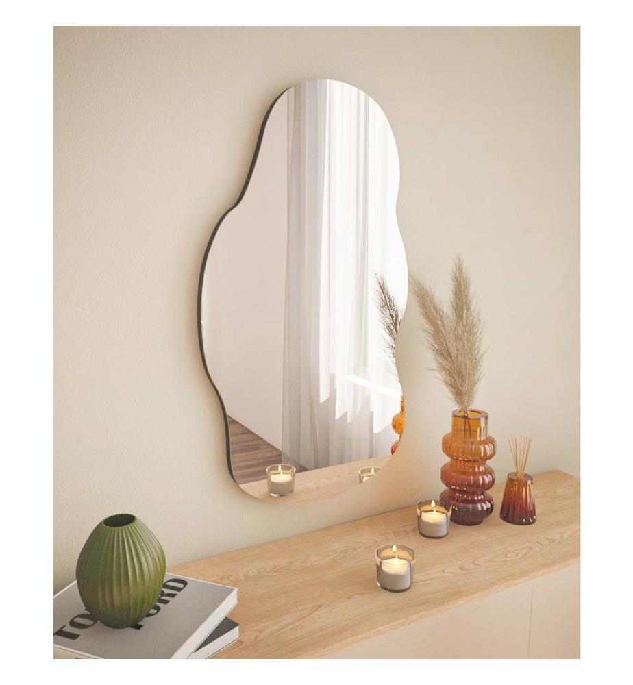 Miroir noir en MDF, miroir de commode