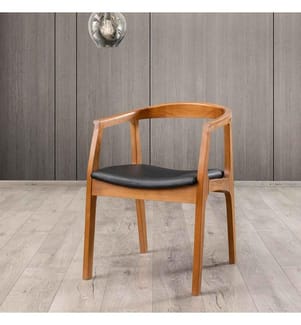 Chaise en noyer massif noir, revêtement en similicuir