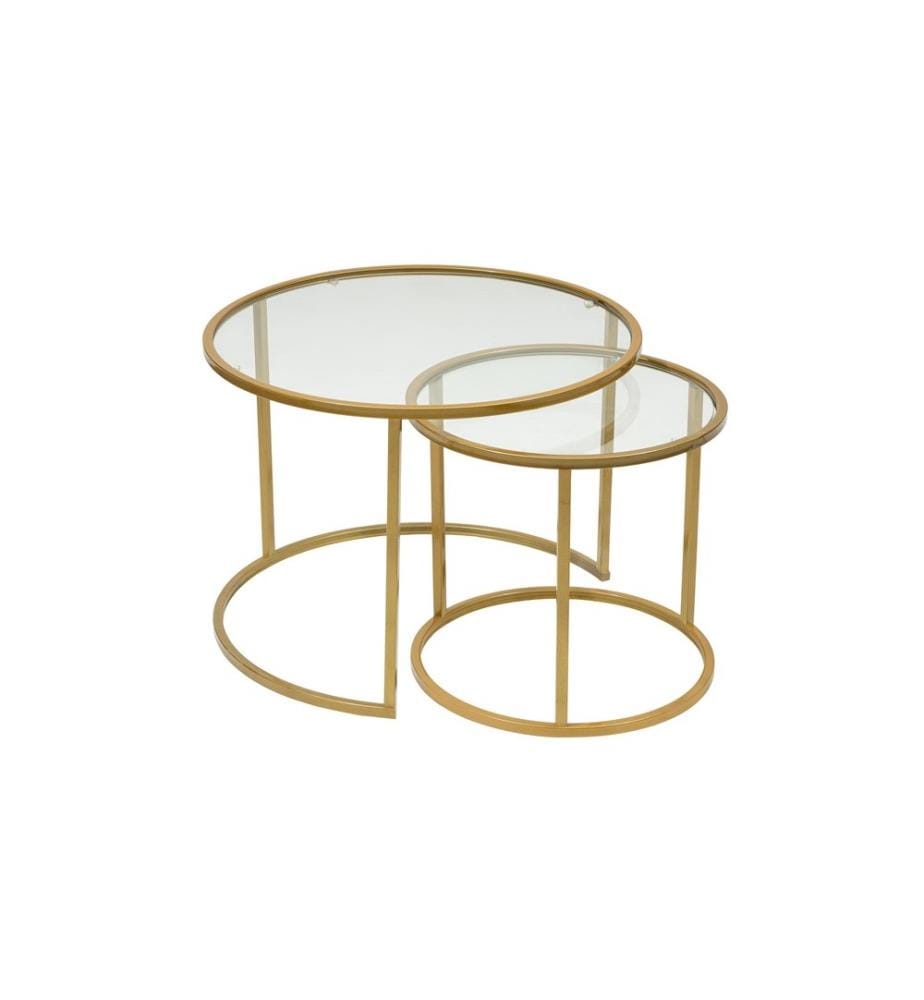 Table basse, dorée, verre trempé, pieds en métal