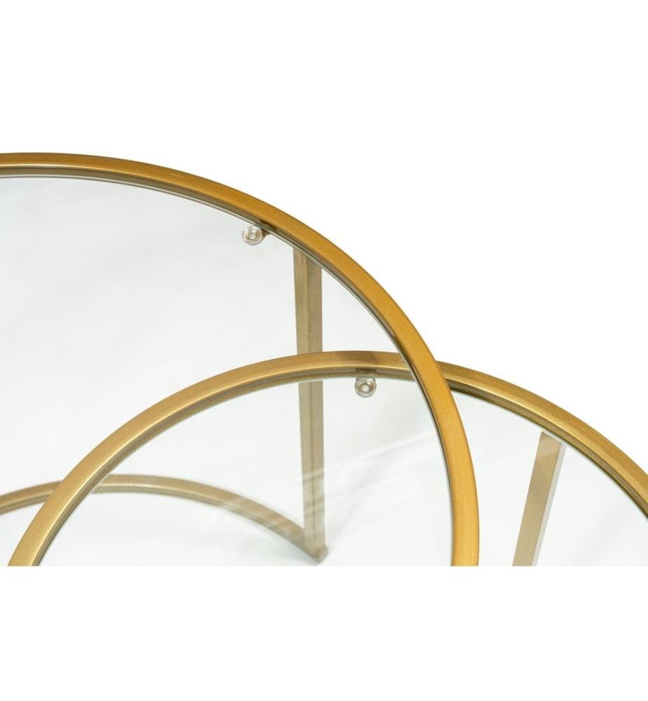Table basse, dorée, verre trempé, pieds en métal