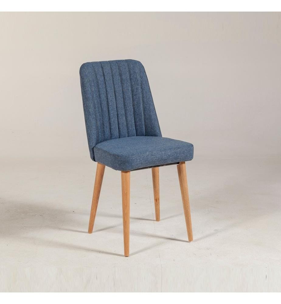 Chaise en pin de l'Atlantique, bleu foncé, panneau de particules mélaminé, revêtement en velours