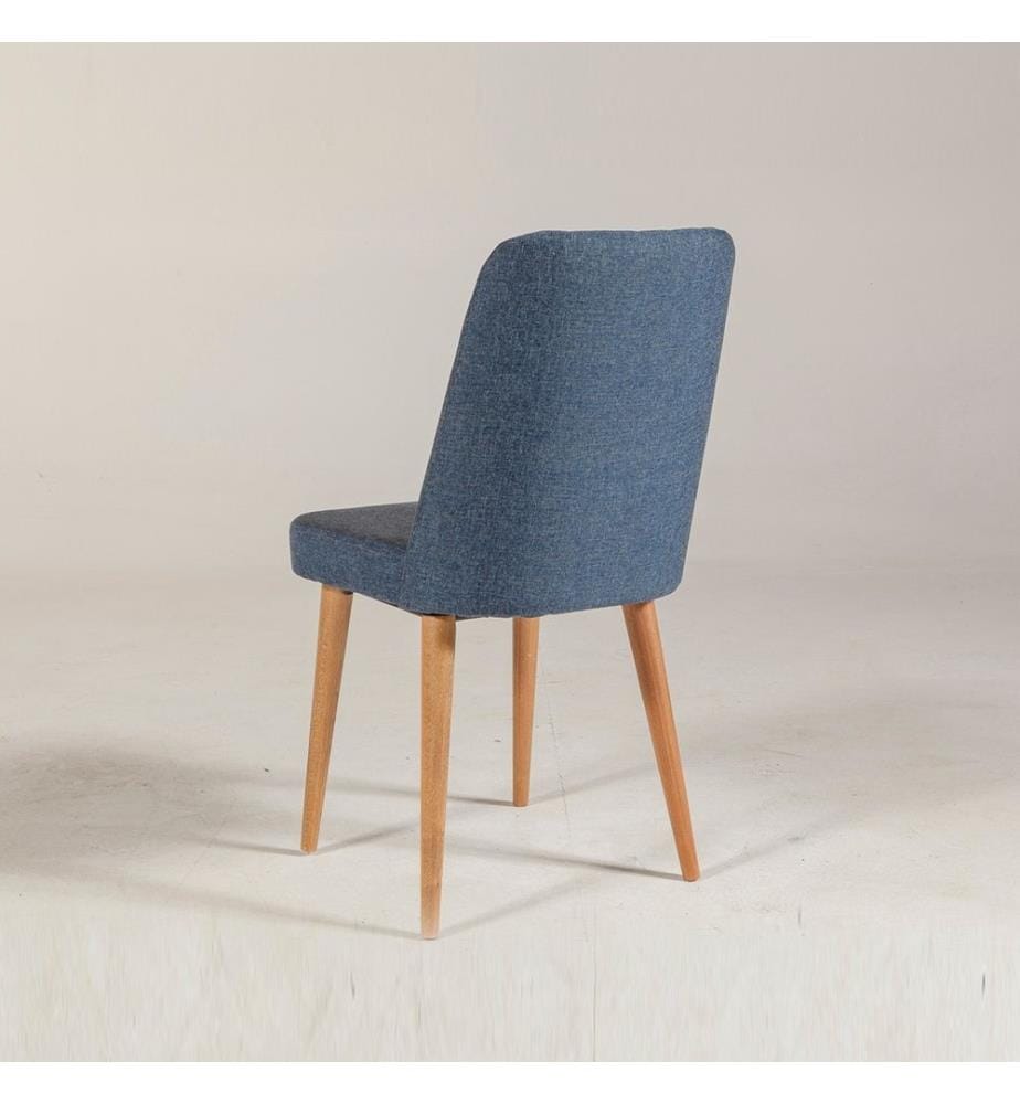 Chaise en pin de l'Atlantique, bleu foncé, panneau de particules mélaminé, revêtement en velours