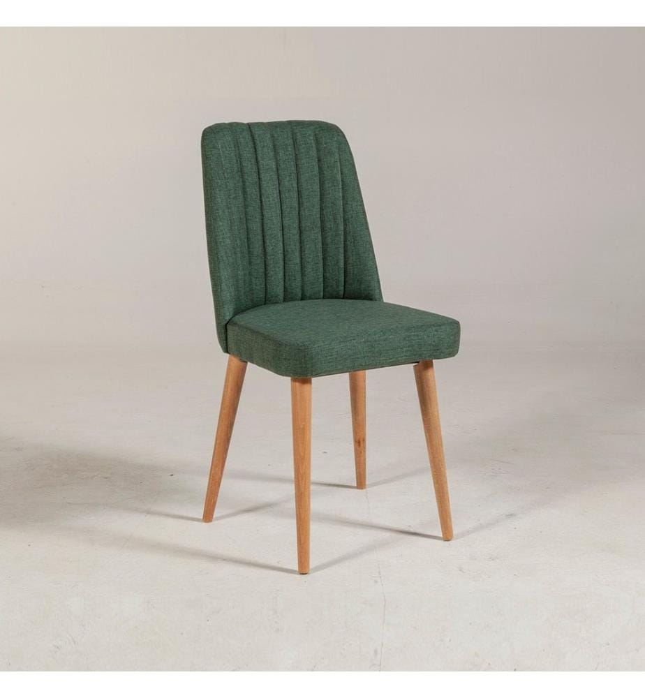 Chaise en pin de l'Atlantique vert, revêtement en panneau de particules mélaminé et tissu velours.