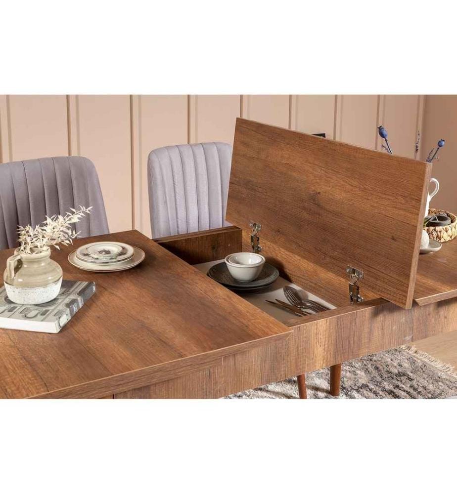 Table de salle à manger, noyer, panneaux de particules mélaminés