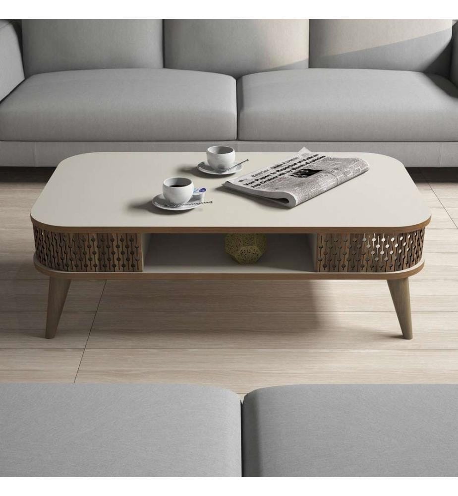 Table basse, crème, panneau de particules mélaminé