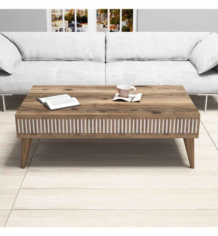 Table basse, noyer, panneau de particules mélaminé