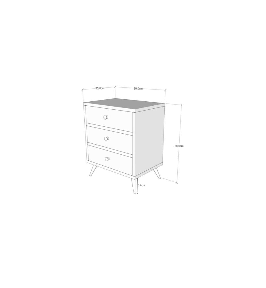 Commode, blanche, noyer, panneaux de particules mélaminés