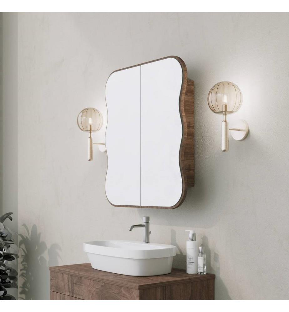 Meuble de salle de bain, noyer, panneau de fibres