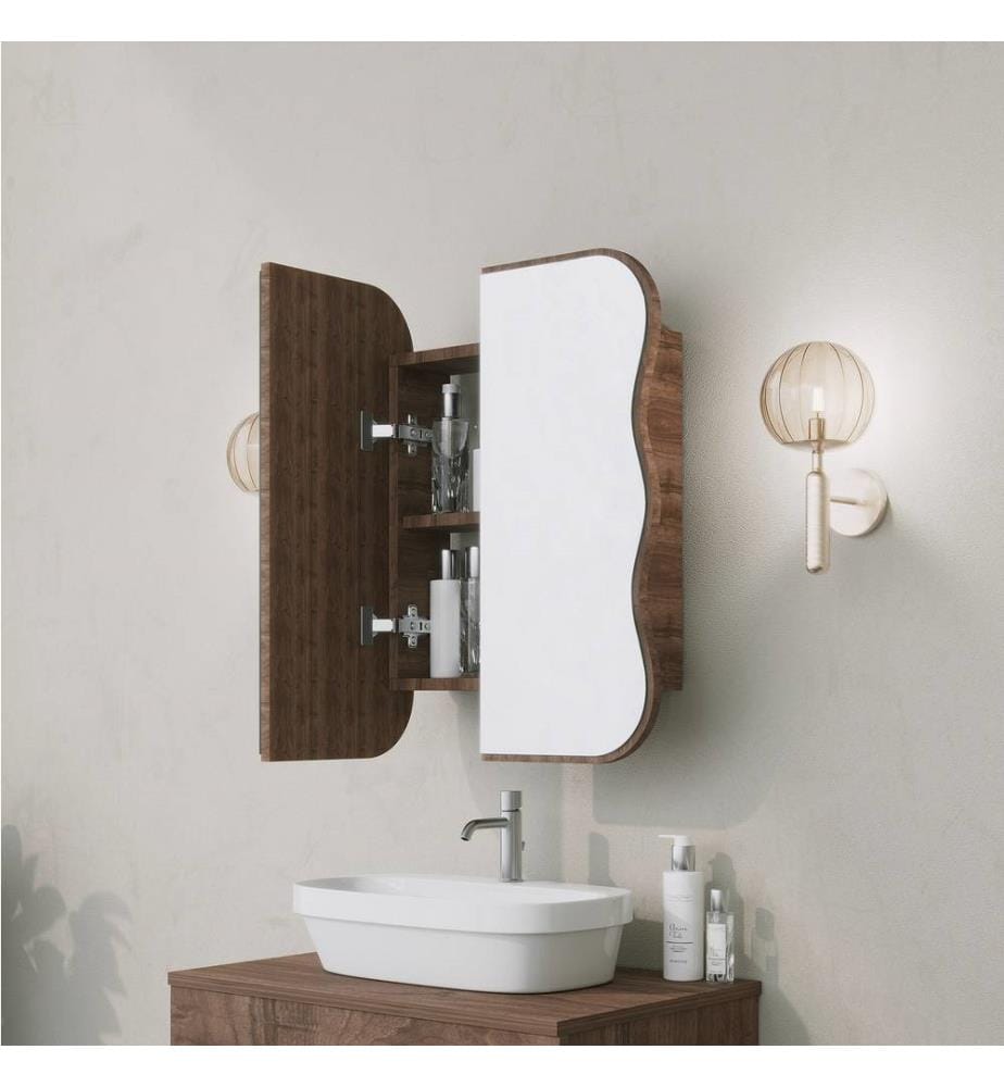 Meuble de salle de bain, noyer, panneau de fibres