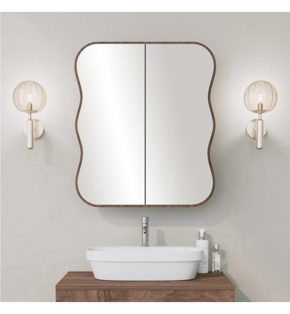 Meuble de salle de bain, noyer, panneau de fibres