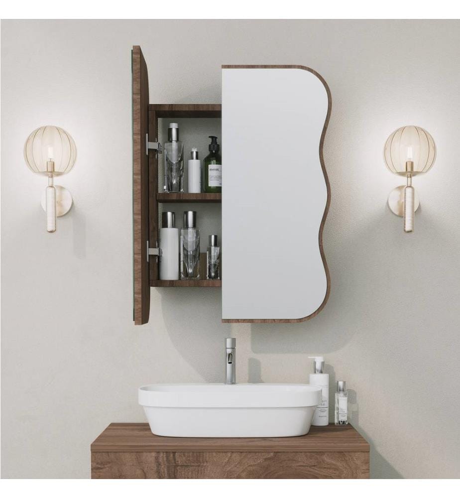 Meuble de salle de bain, noyer, panneau de fibres